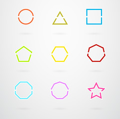 Basic Geometric Shapes Vector Icon Set In Retro Colors