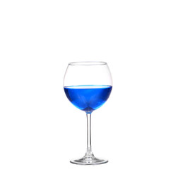 One blue cocktail martini isolated with pen clipping path included