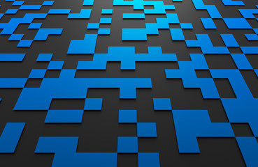 Abstract 3D Rendering of Futuristic Surface with Squares.