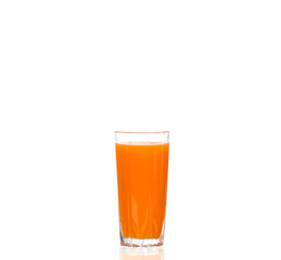 Carrot juice and slices of carrot isolated on white