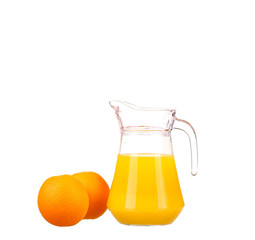 Fototapeta na wymiar Orange juice and slices of orange isolated on white