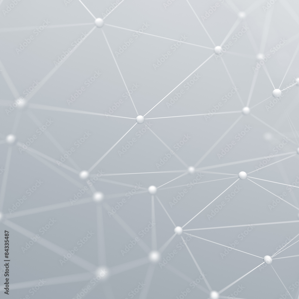 Poster abstract 3d rendering of chaotic structure with spheres.