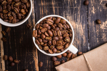 Coffee beans in a cups