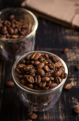 Coffee beans in a glasses