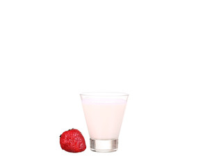 Fresh fruits and smoothies on white