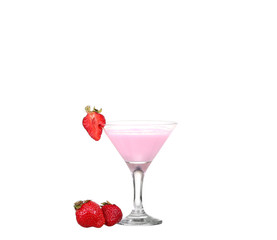 Fresh fruits and smoothies on white