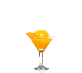 fresh organic orange juice and vodka in a tall glass  