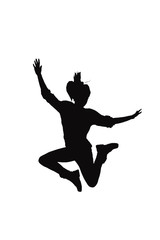 Fototapeta na wymiar Silhouette of businesswoman jumping