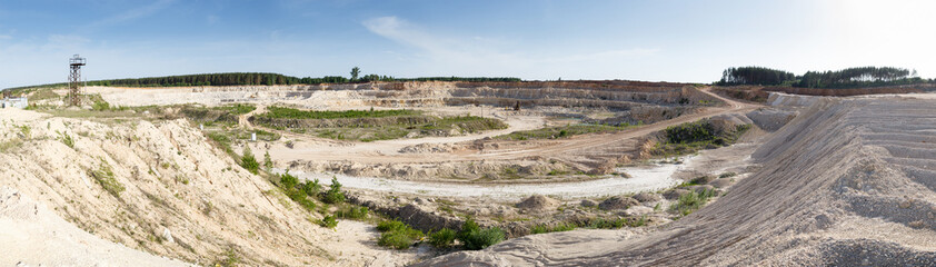 Panorama   large quarry limestone ore
