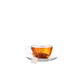 cup of tea on white background