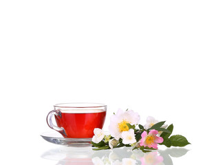 Obraz na płótnie Canvas Herbal tea on white background