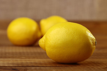 Yellow lemon on table