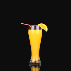 fresh organic orange juice and vodka in a tall glass  
