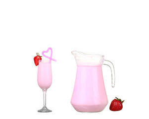 Fresh fruits and smoothies on white