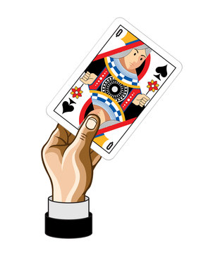 Vector hand with Queen game card 