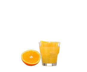 Orange juice and slices of orange isolated on 
