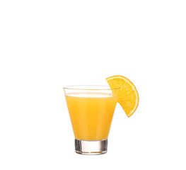 collage,pouring Orange juice and slices of orange isolated