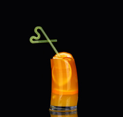 fresh organic orange juice and vodka in a tall 