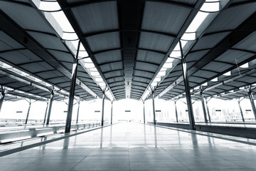 Empty floor of train station platform