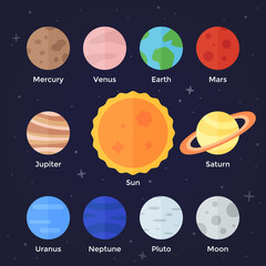 Fototapeta premium Solar System Planets Icons