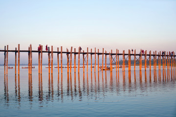 Famous U-Bein teak bridge in Amarapura, Myanmar