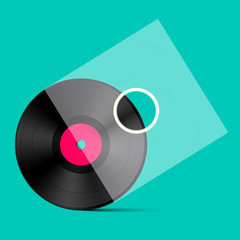Vector Retro LP Vinyl Record with Transparent Cover