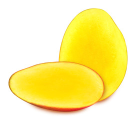 Juicy ripe mango slices isolated