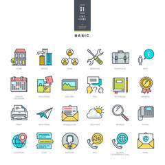 Set of line modern color icons for website design    