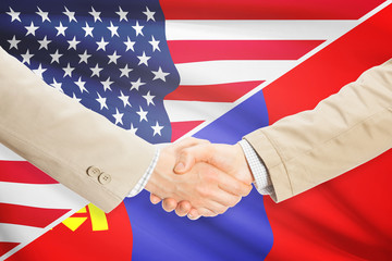 Businessmen handshake - United States and Mongolia