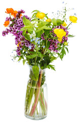 summer garden flowers in glass vase