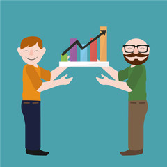 business and friendship relationship over color background