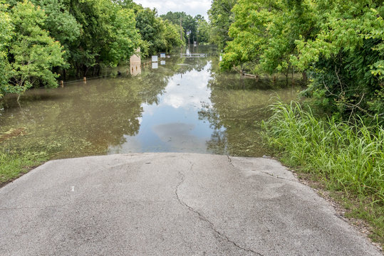 flooded roads and landscapes in Houston Texas following heavy rains
