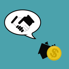 business and friendship relationship over color background