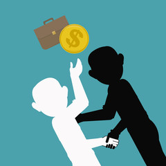 business and friendship relationship over color background