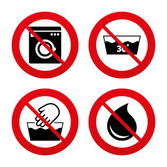 Wash icons. Machine washable at thirty degrees.