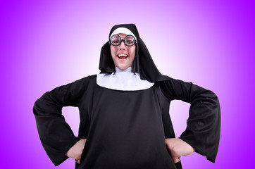 Funny nun isolated on the white background