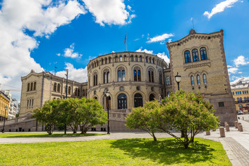 Fototapeta na wymiar Norwegian Parliament building in Oslo