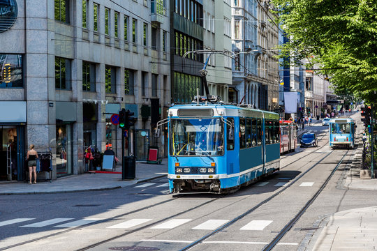 Modern Tram In Oslo, Norway