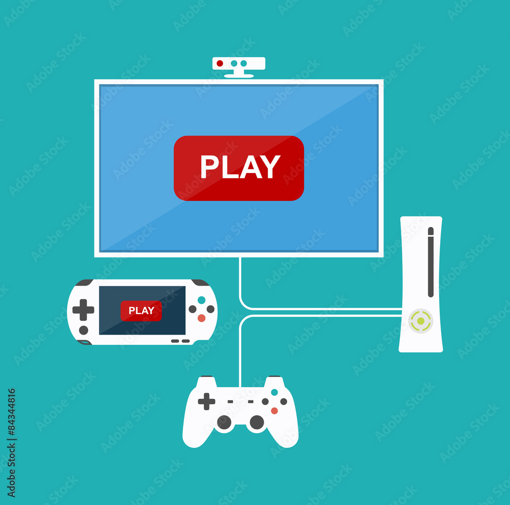 Wall mural flat design computer games concept. game development.