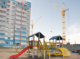 crane and a playground