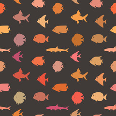 Simple plain style fish seamless pattern.