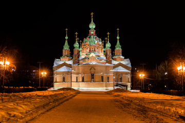 Night Old view to churches and stronghold