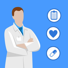 Doctor illustration with medical icons