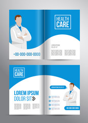 Healthcare brochure with doctor. Flyer design medical concept for clinic marketing.