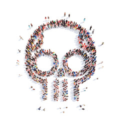 people in the shape of a skull.