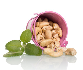 Pistachio nuts in a bucket