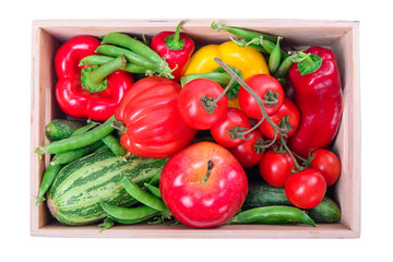 ripe vegetables in box