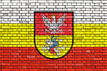 flag of Bialystok painted on brick wall