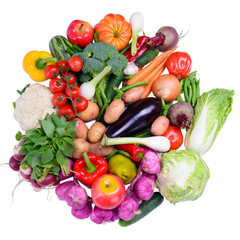 different ripe vegetables isolated