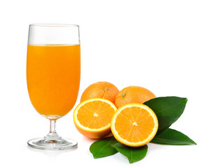 Orange juice and orange isolated on white background